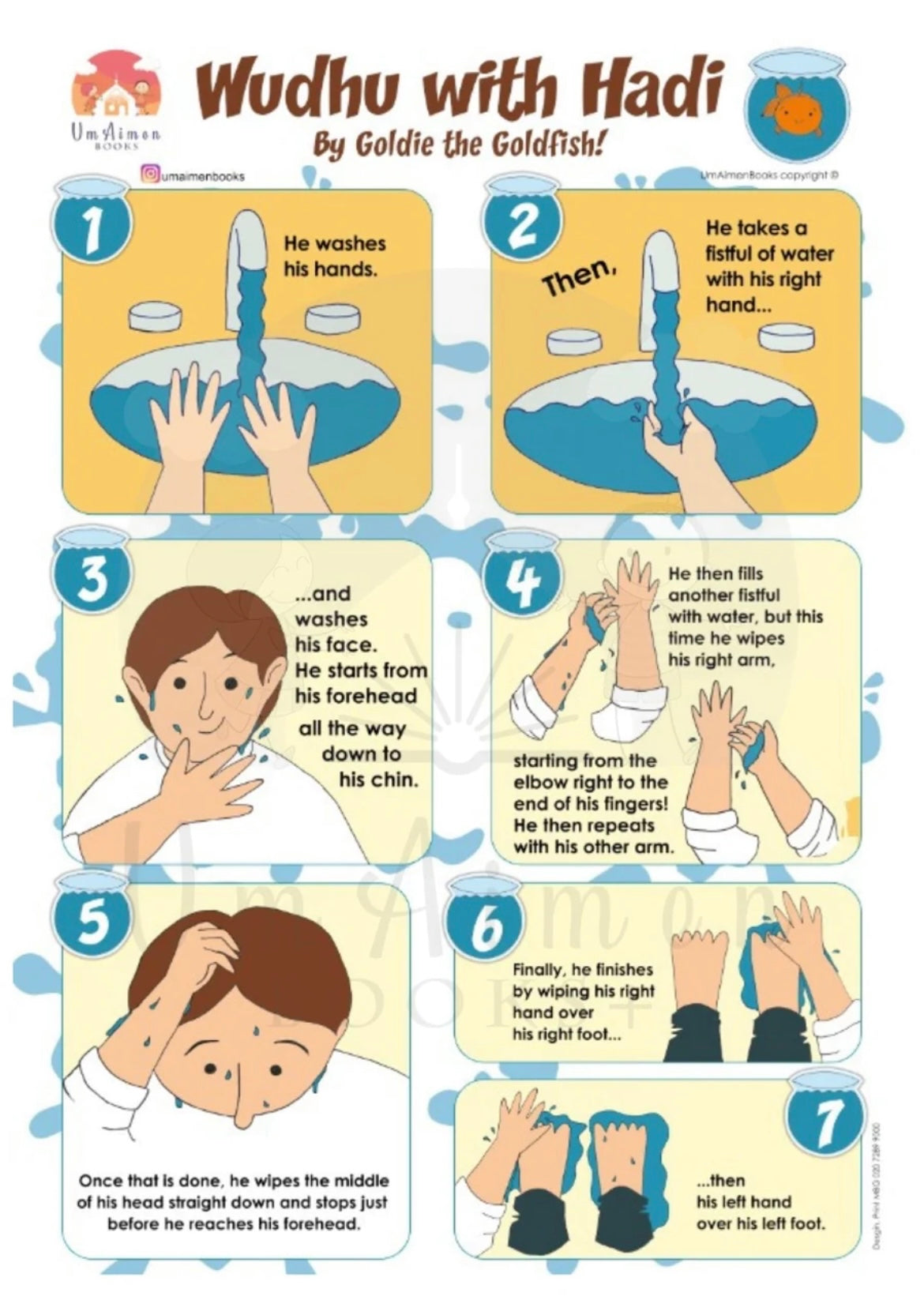 HADI TEACHES WUDHU COLOURED LAMINATED POSTER